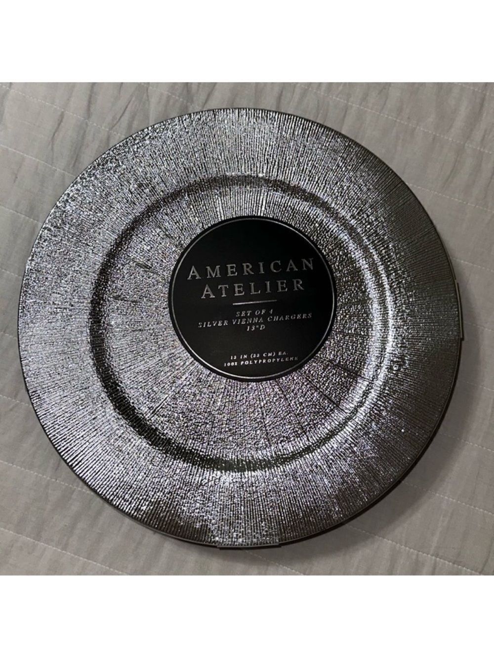 American Atelier Set of 4 Silver Vienna Charger 13” Plates